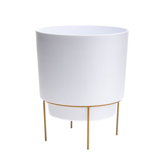 Bloem Hopson 16.5 in. H X 14 in. W X 14 in. D X 14 in. D Metal/Plastic Planter with Stand Casper Whi