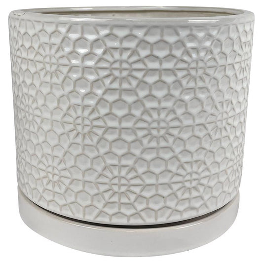 Border Concepts 12 in. D Ceramic Amelia Planter White