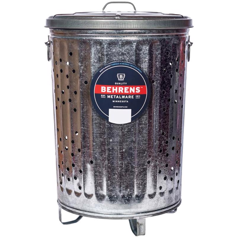 Behrens  20 gal. Galvanized Steel  Composter/Rubbish Burner Animal Proof/Animal Resistan Lid