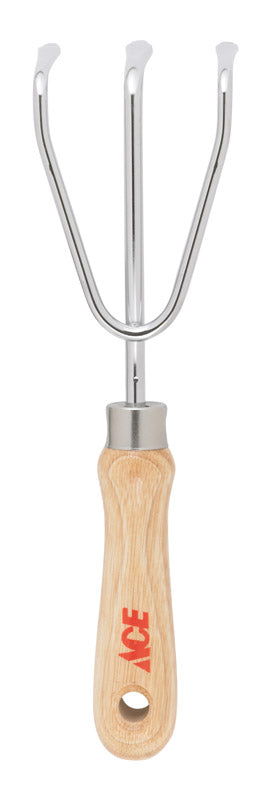 Ace 3 Tine Steel Hand Cultivator Wood Handle