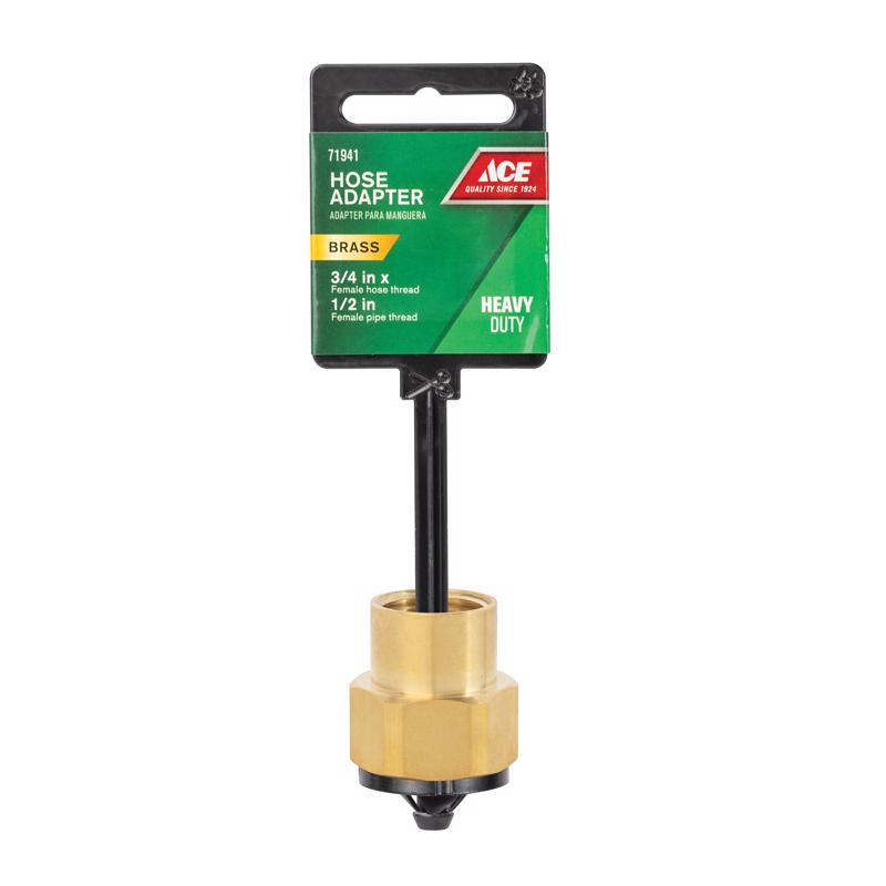 Ace 3/4 in. FHT x 1/2 in. FPT in. Brass Threaded Female Hose Adapter