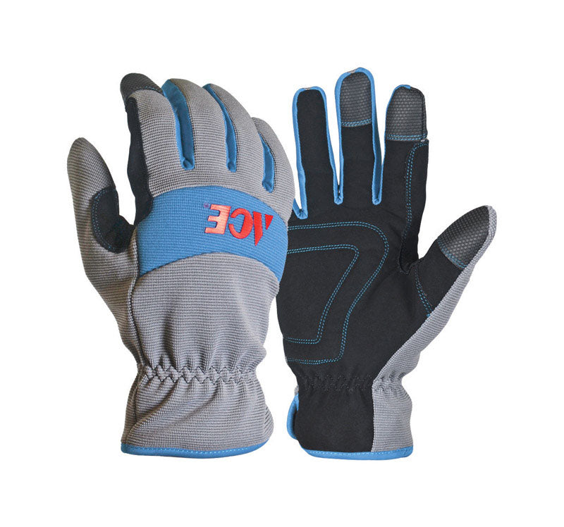 Ace L Synthetic Leather Cold Weather Blue/Gray Gloves