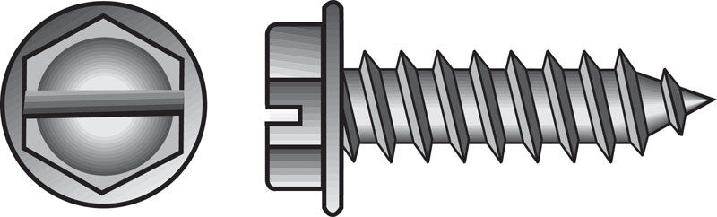 HILLMAN No. 10 Ga. X 2 in. L Slotted Hex Washer Head Sheet Metal Screws 100 pk