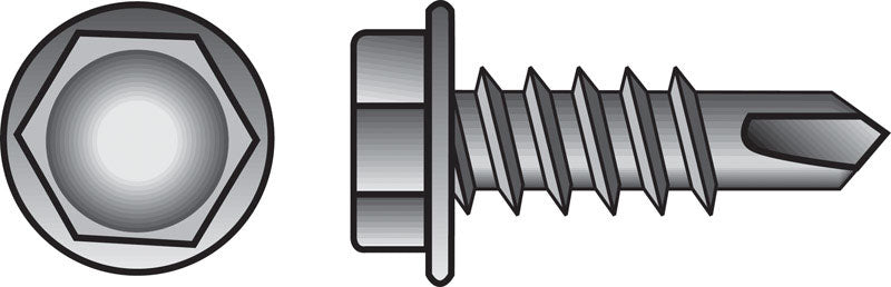 HILLMAN No. 10-16 Ga. X 1-1/4 in. L Hex Hex Washer Head Self-Drilling Screws 100 pk