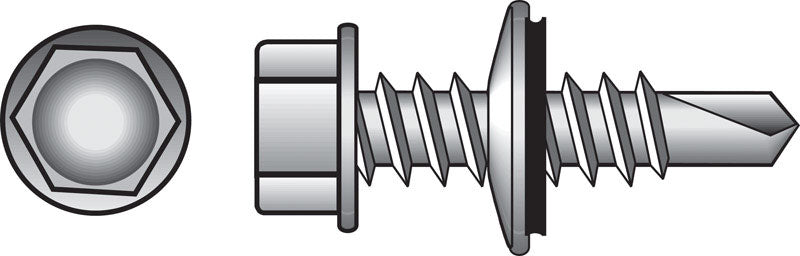 HILLMAN No. 12 Ga. X 2 in. L Hex Hex Washer Head Self-Drilling Screws 100 pk