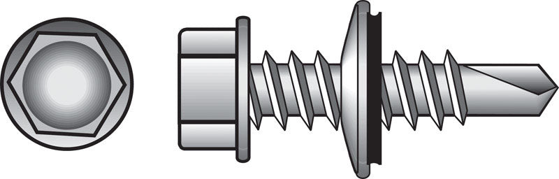 HILLMAN 1/4 in. Ga. X 1-1/2 in. L Hex Hex Washer Head Self-Drilling Screws 100 pk