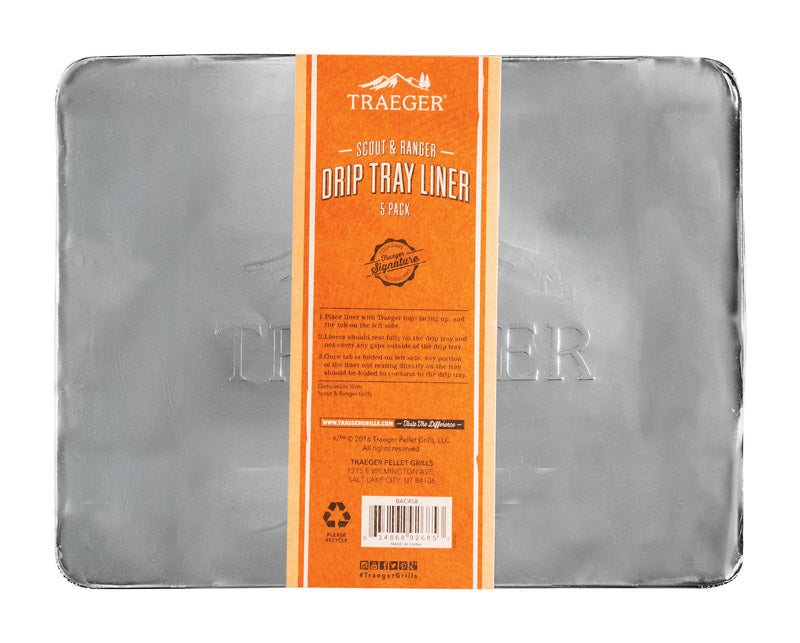 Traeger Aluminum Drip Tray Liner 13.15 in. L X 10.24 in. W For Traeger Ranger, Scout, PTG
