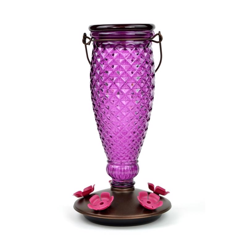 Perky-Pet Hummingbird 24 oz Glass/Plastic Diamond Wine Nectar Bird Feeder 5 ports