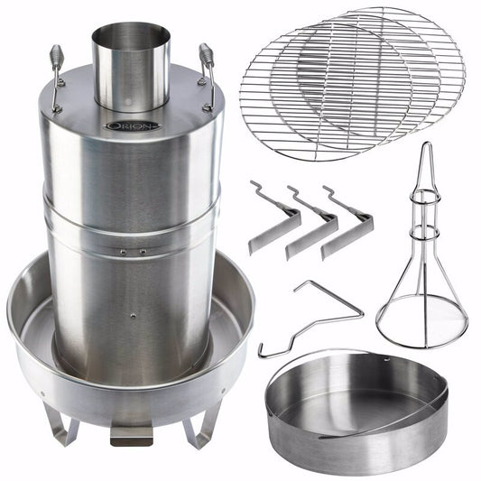 Orion Cooker Original Wood Chips Vertical Outdoor Convection Cooker Silver