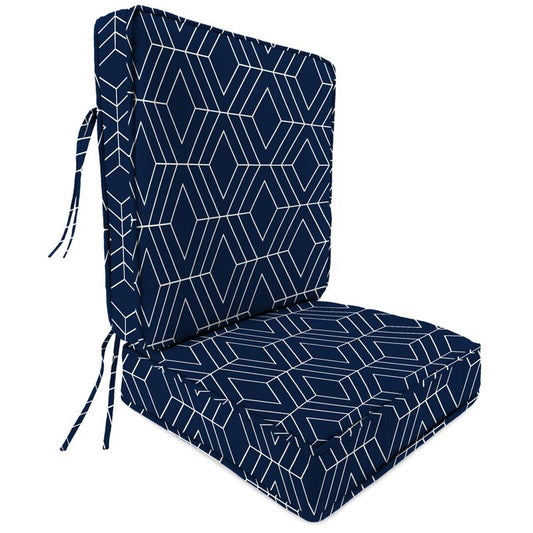 Jordan Manufacturing Navy Geometric Polyester Deep Seating Cushion 22.5 in. H X 5 in. W X 21.5 in. L