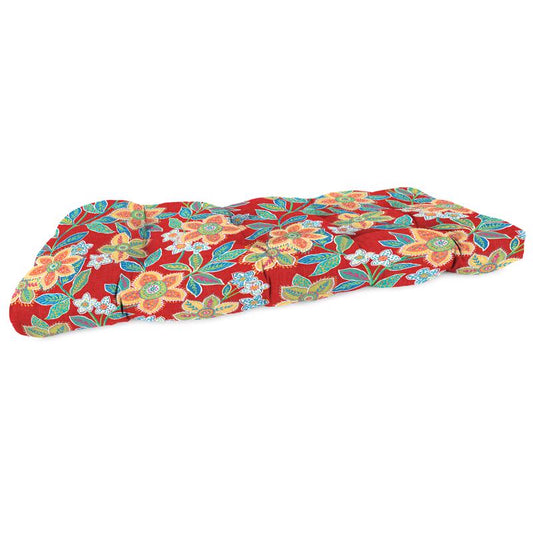 Jordan Manufacturing Red Floral Polyester Wicker Settee Cushion 4 in. H X 19 in. W X 45 in. L