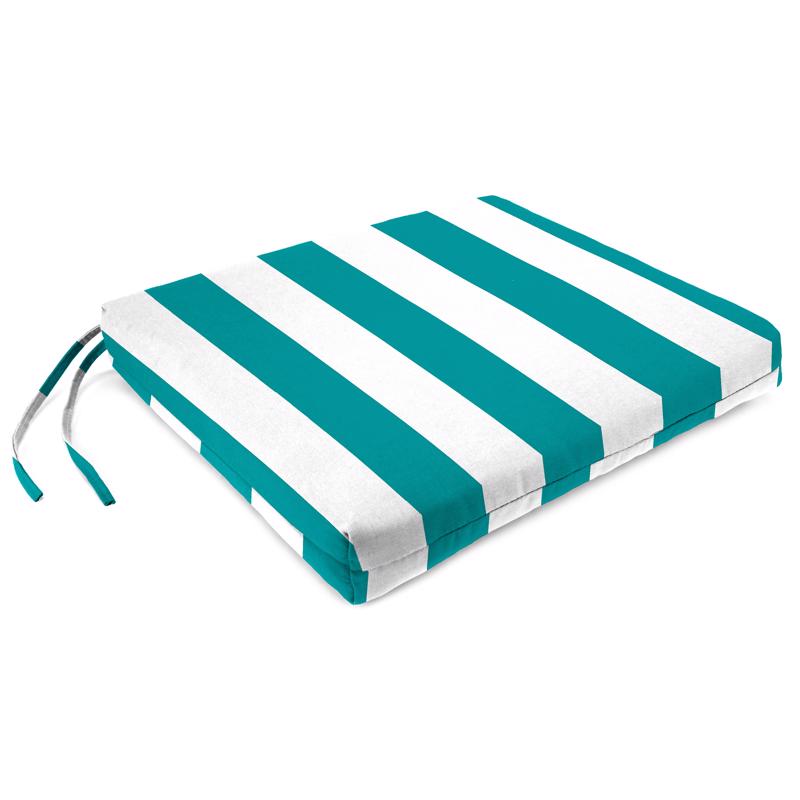 Jordan Manufacturing Green/White Stripe Polyester Seat Cushion 2 in. H X 17 in. W X 19 in. L