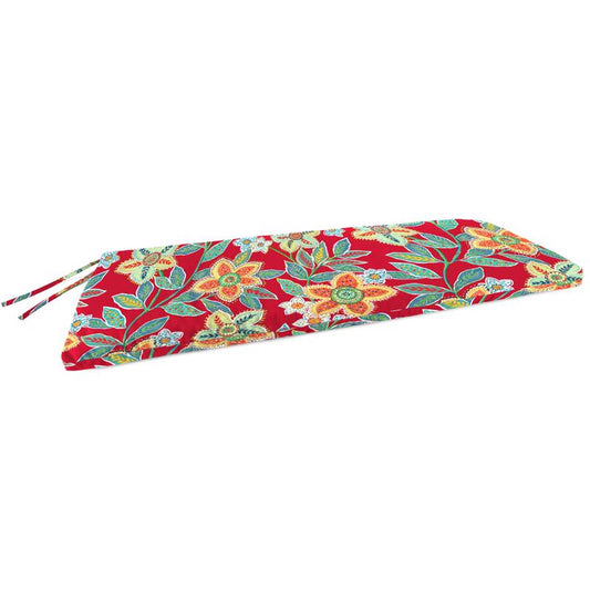 Jordan Manufacturing Red Floral Polyester Bench Cushion 3.5 in. H X 18 in. W X 48 in. L