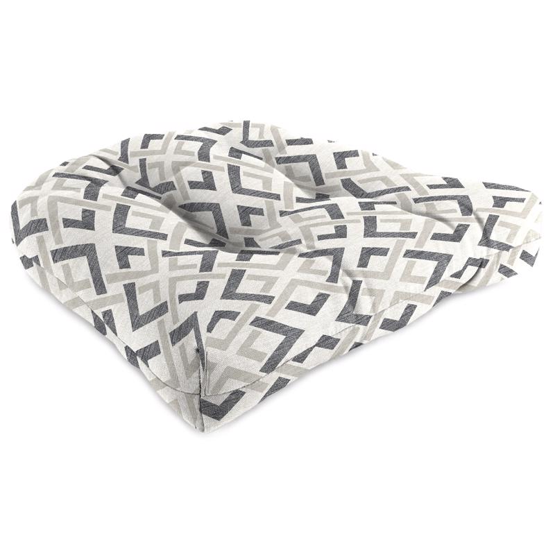 Jordan Manufacturing Gray French Edge Polyester Wicker Seat Cushion 4 in. H X 19 in. W X 19 in. L