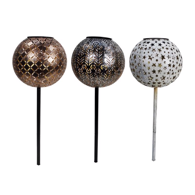 Alpine Assorted Metal 21 in. H X 7 in. L X 7 in. W Lantern Solar Garden Stake
