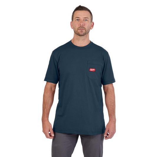 Milwaukee Gridiron L Short Sleeve Men's Round Neck Blue Tee Shirt