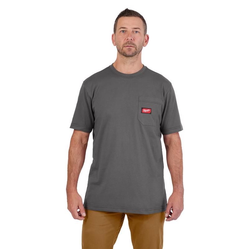 Milwaukee Gridiron XXL Short Sleeve Men's Round Neck Gray Tee Shirt