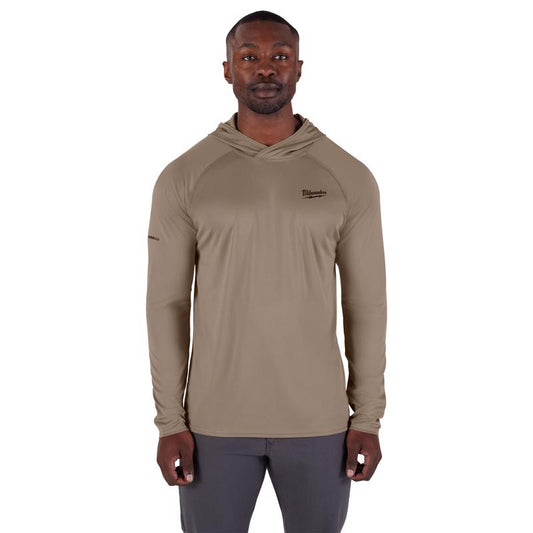 Milwaukee Workskin M Long Sleeve Men's Hooded Sandstone Tee Shirt