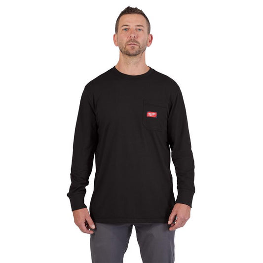 Milwaukee Gridiron XL Long Sleeve Men's Round Neck Black Tee Shirt