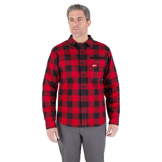 Milwaukee Gridiron XXL Long Sleeve Men's Collared Red Flannel Shirt