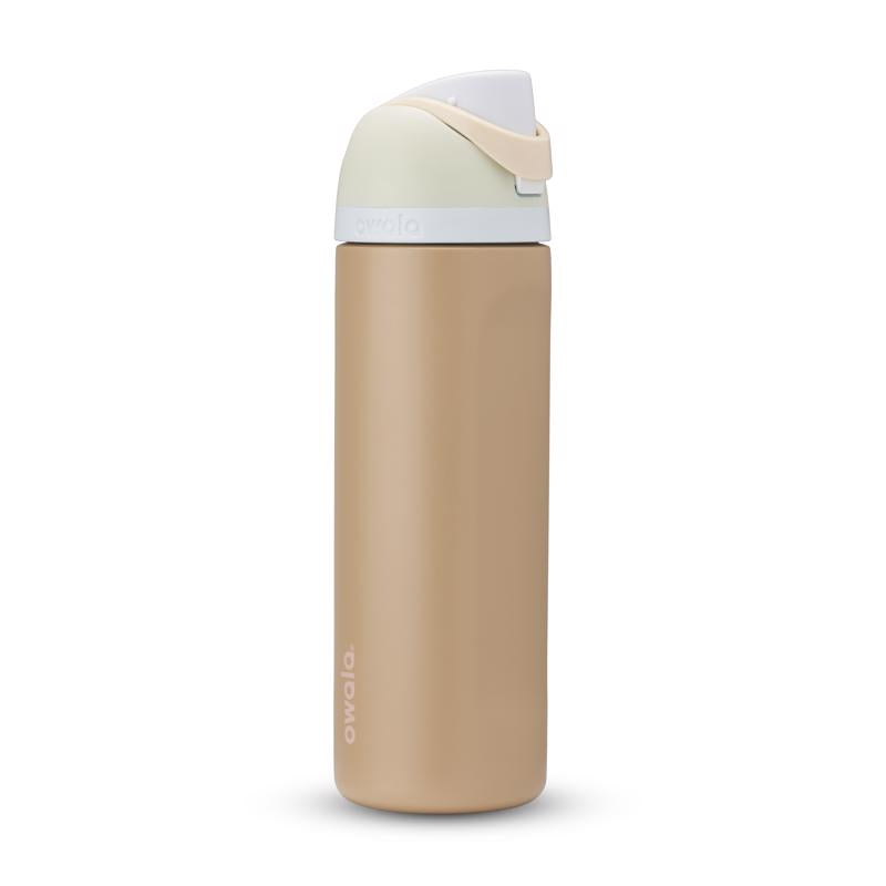 Owala FreeSip 24 fl. oz. Tan BPA Free Muddy Buddy Water Bottle with Spout Lid
