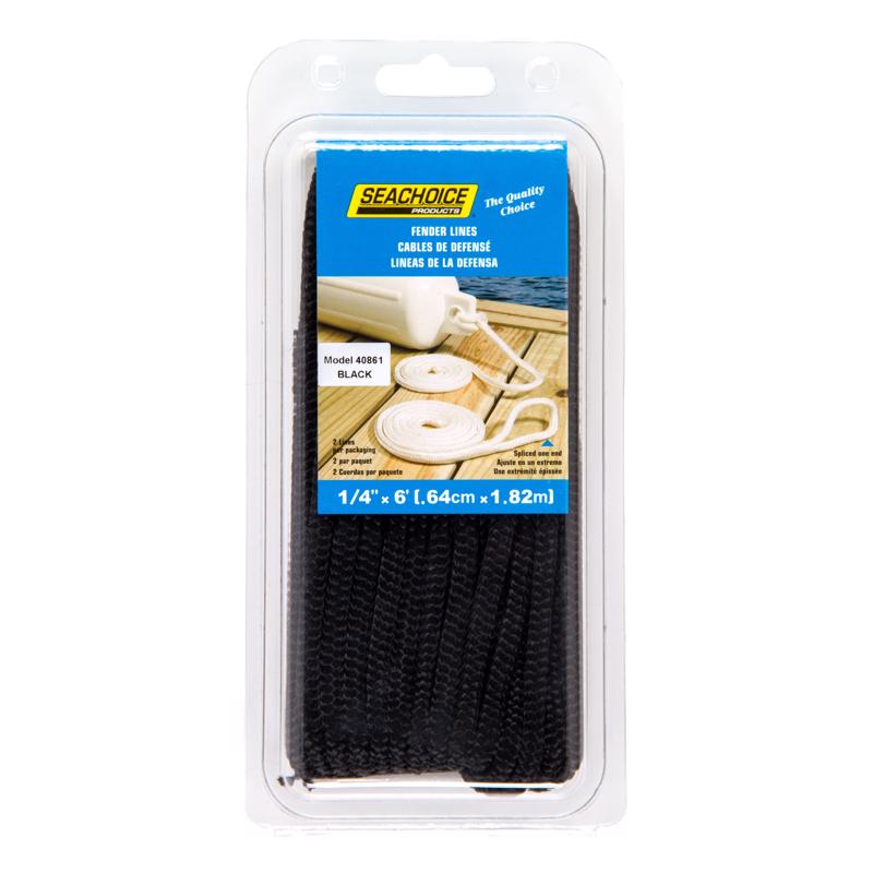 Seachoice Black Nylon Fender Lines