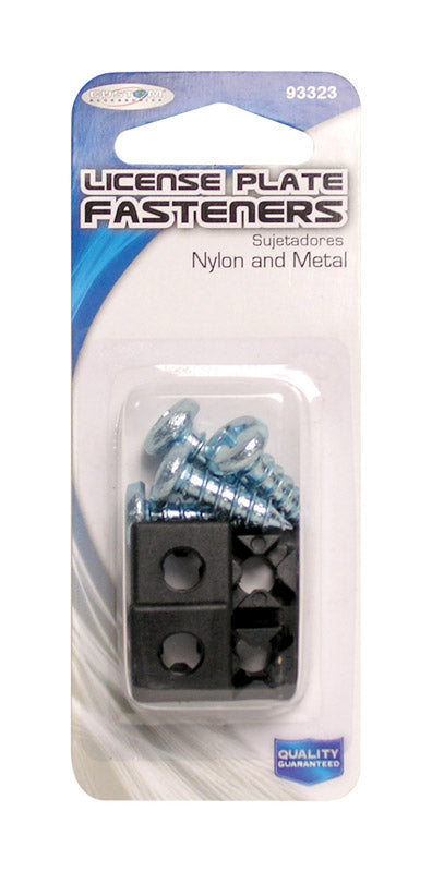 Custom Accessories Black/Silver Metal/Nylon License Plate Fasteners