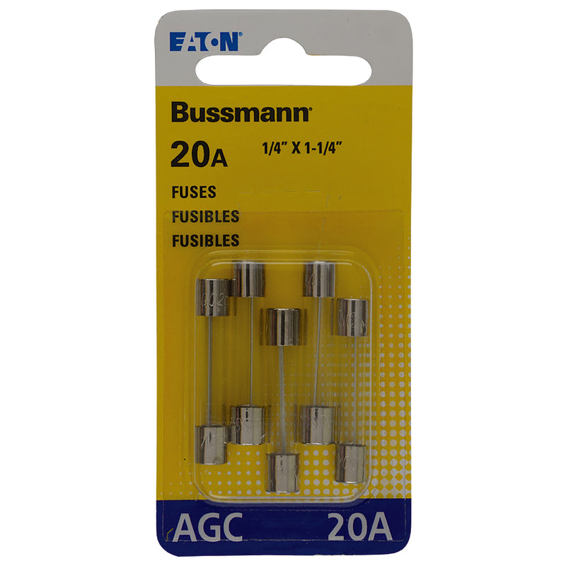 Bussmann 20 amps AGC Clear Glass Tube Fuse 5 pk