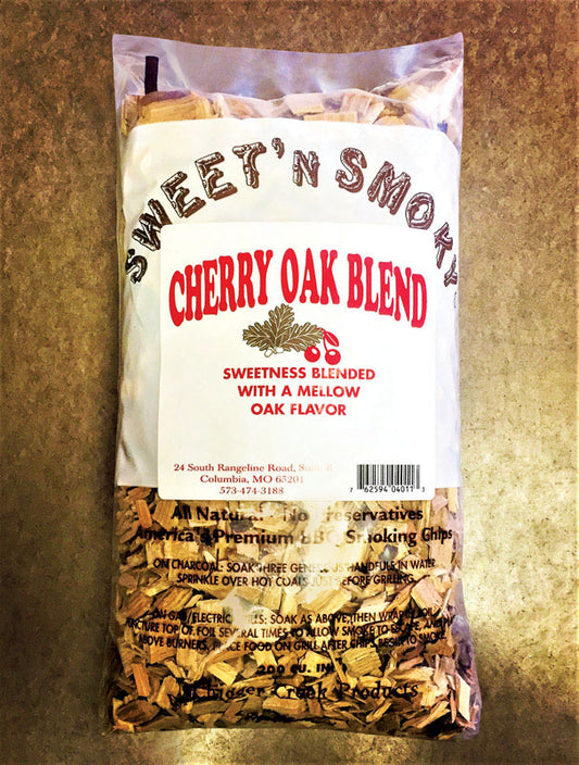 Chigger Creek Sweet' N Smoky All Natural Cherry Oak Blend Wood Smoking Chips 200 cu in