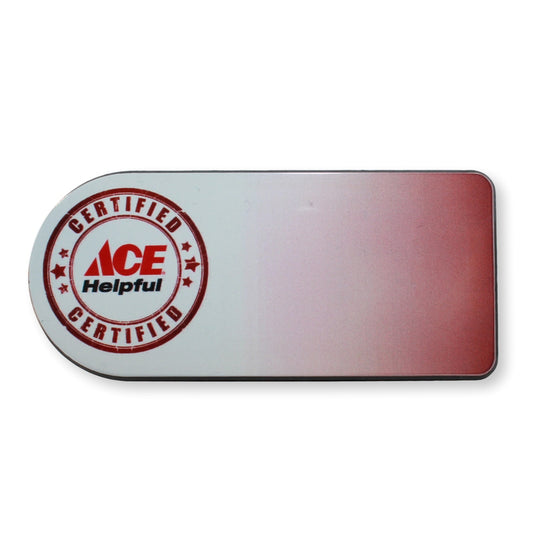 Certified Ace Helpful Red/White Magnetic Plastic Name Badge