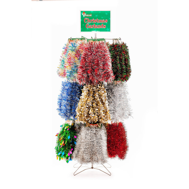 8 in. H X 2 in. W X 21 in. D Silver Metal Garland Spinner Rack