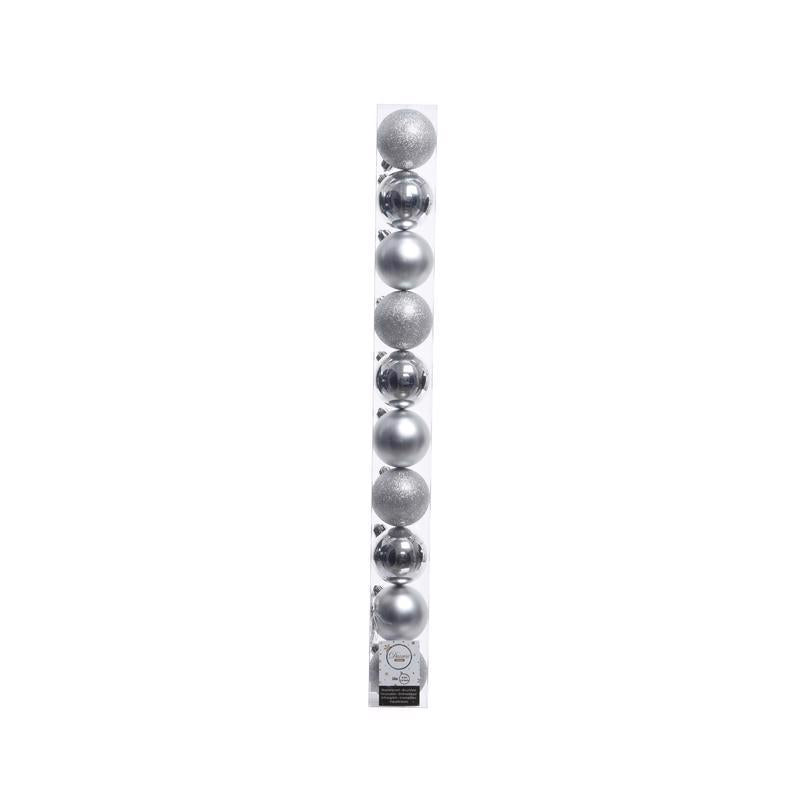 Decoris Silver Shatterproof Baubles Ornaments 2 in.