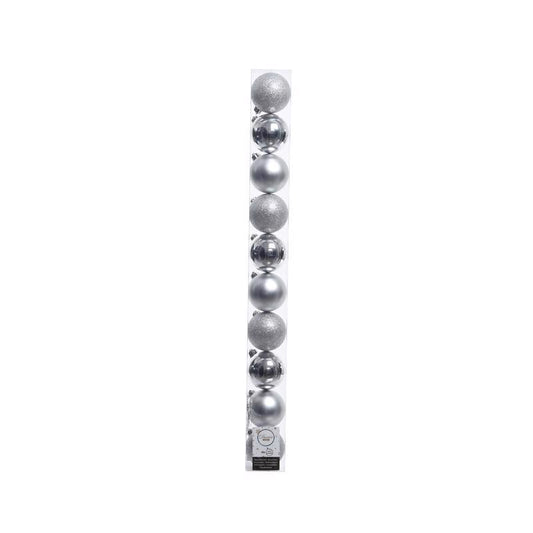 Decoris Silver Shatterproof Baubles Ornaments 2 in.