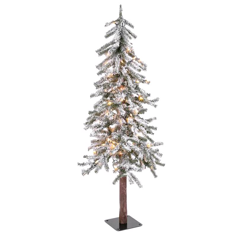 Gerson 4 ft. Slim Incandescent 100 ct Flocked Alpine Christmas Tree