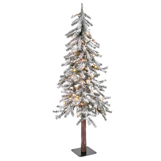 Gerson 4 ft. Slim Incandescent 100 ct Flocked Alpine Christmas Tree