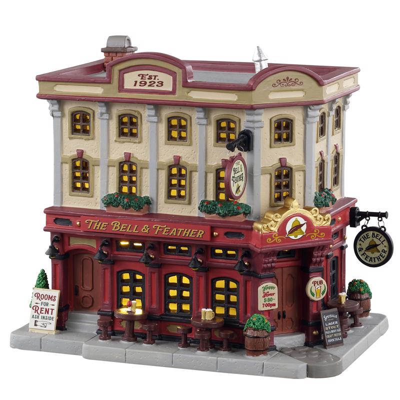 Lemax LED Multicolored Bell & Feather Christmas Village 7 in.
