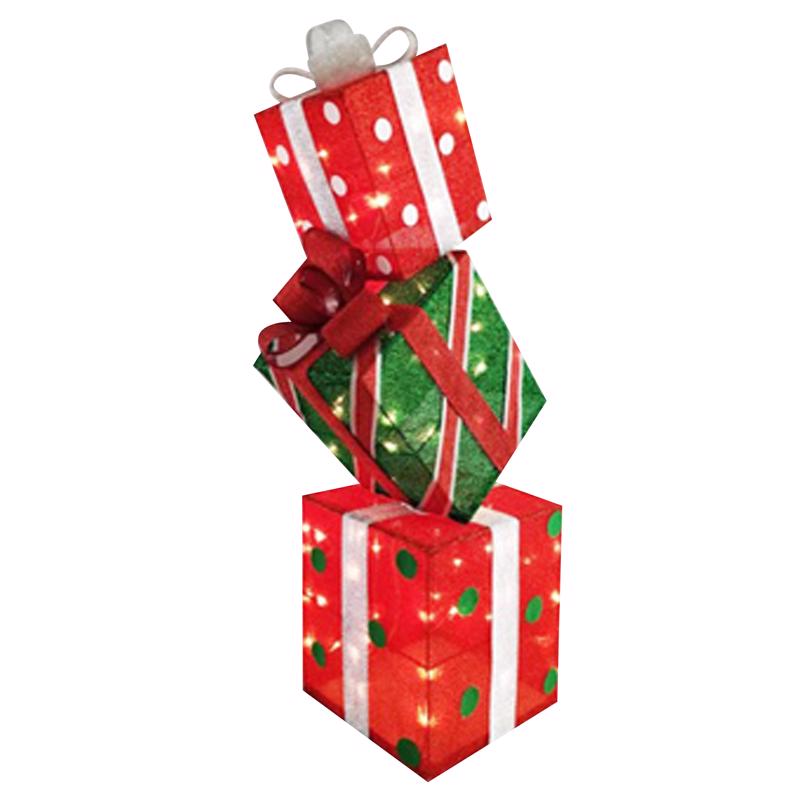 Sienna LED Stacking Gift Boxes 3 ft. Porch Decor
