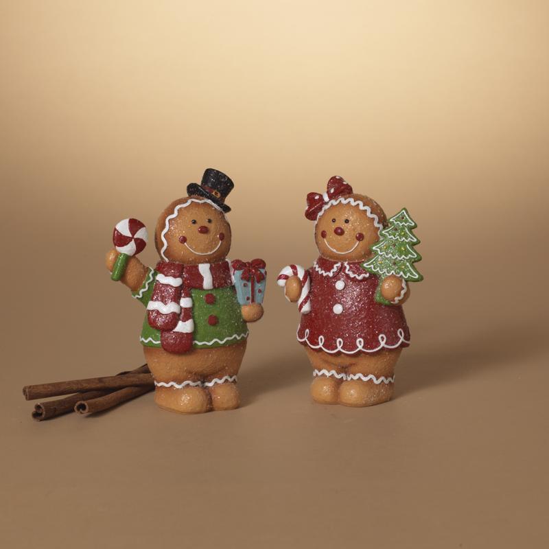 Gerson Multicolored Gingerbread Man/Woman Figurine 6.8 in.