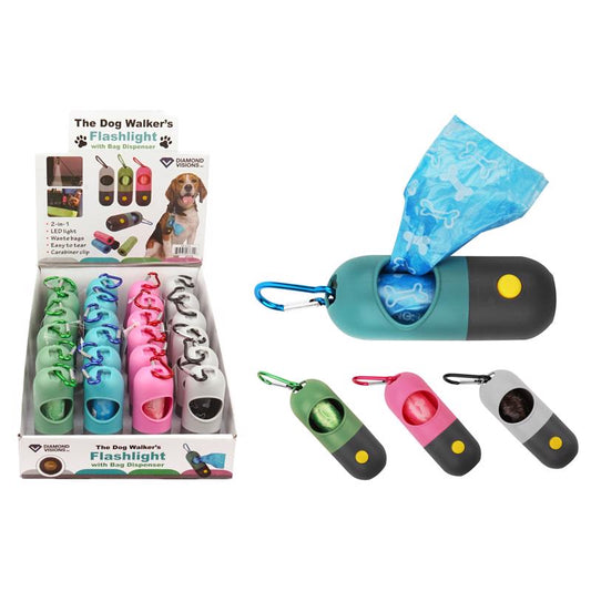 Diamond Visions The Dog Walker's Assorted LED Flashlight with Bag Dispenser LR44 Battery