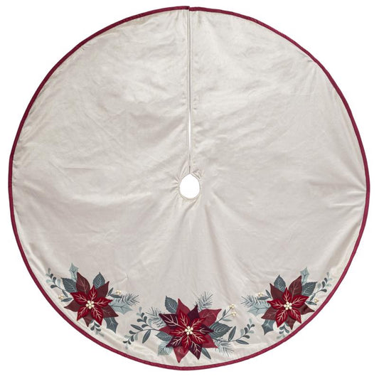 Dyno Ivory Poinsettia Tree Skirt 48 in.