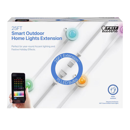 Feit LED Smart-Enabled Permanent Color Changing String Light Extension Multicolored 25 ft. 15 lights