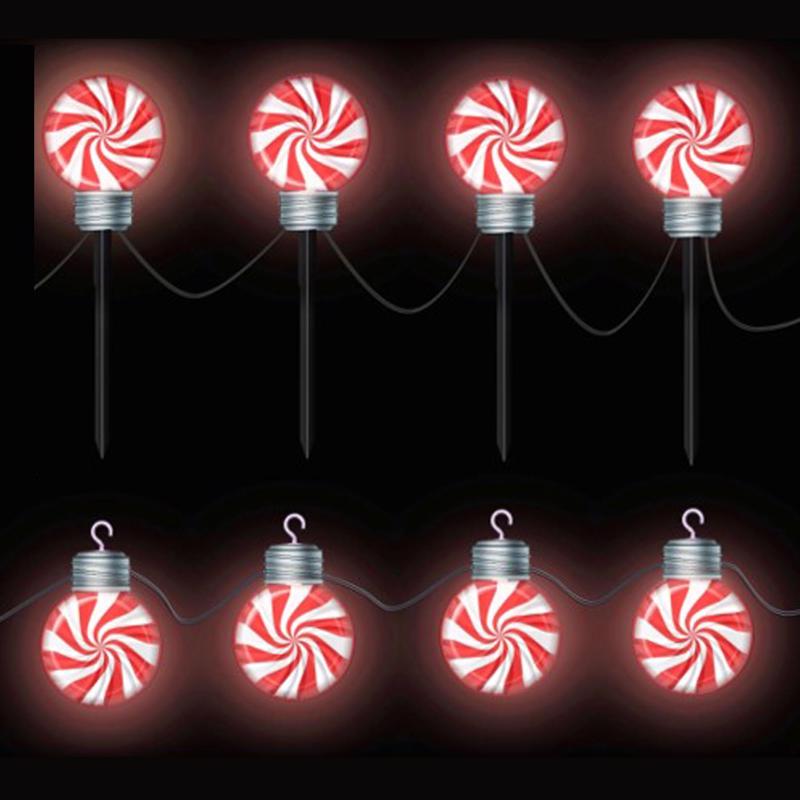 Celebrations LED Warm White Peppermint Candy 8 in. Pathway Decor
