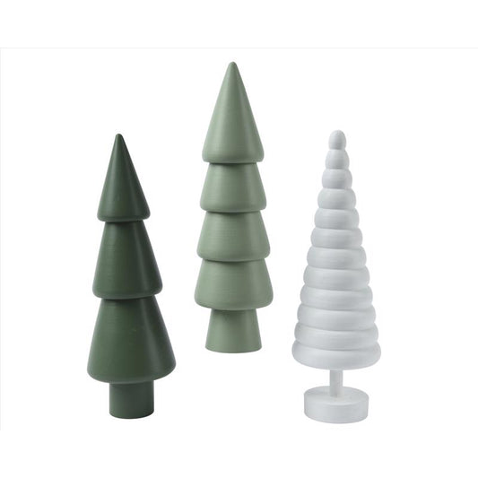 Decoris Green/White Tree Table Decor 10 in.