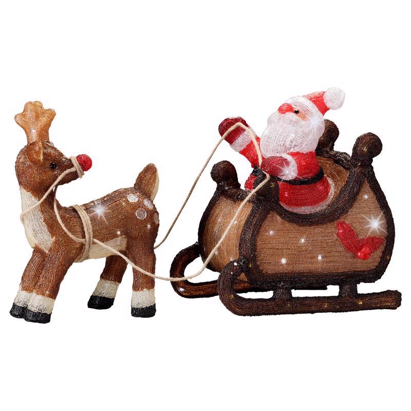 Lumineo LED Cool White Santa on Sleigh 19 in. Yard Decor