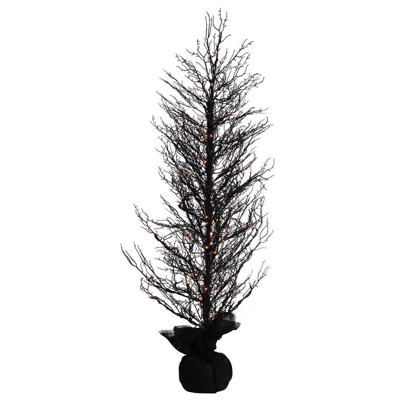 Celebrations Halloween Orange/Purple 100 ct 5 ft. LED Prelit Twiggy Halloween Tree Halloween Decor