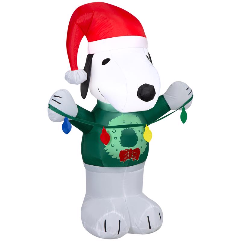 Peanuts Blue Snoopy w/Wreath 4 ft. Inflatable