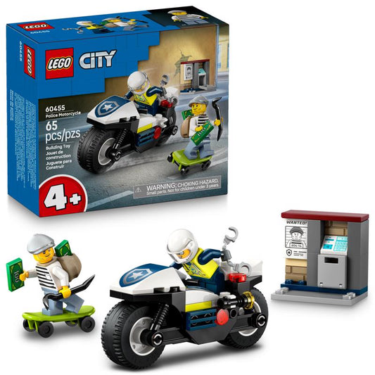 LEGO City Police Motorcycle Chase Building Set Multicolored 65 pc
