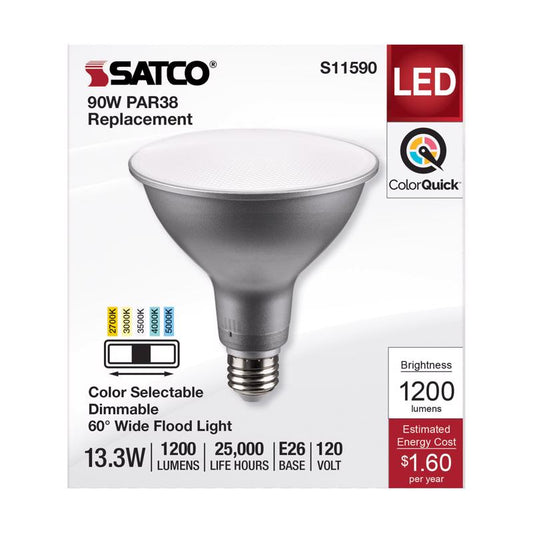 Satco Products, Inc. PAR38 E26 (Medium) LED Bulb Tunable White/Color Changing 90 Watt Equivalence 1