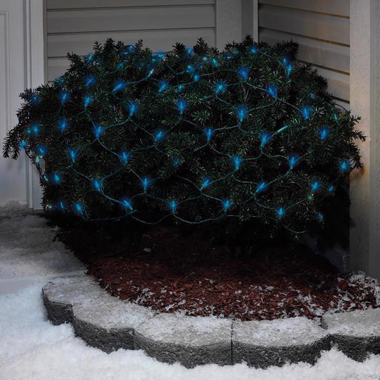 Celebrations Blue LED Mini Blue 100 ct Net Christmas Lights 24 ft.