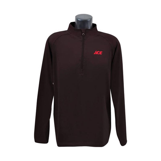 Artcraft L Long Sleeve Men's 1/4 Zip Black Pullover Shirt